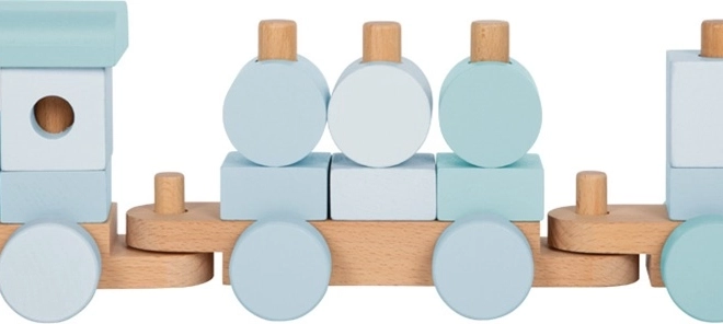 Small Foot houten stapeltrein blauw