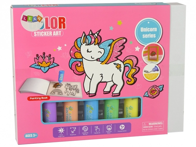 set raamstickers Eenhoorn DIY 8 kleuren met glitters