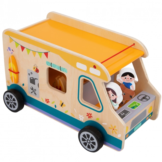 Holzkaravan von Tooky Toy mit Campingfiguren