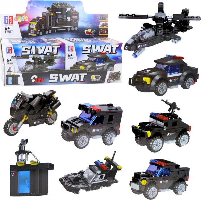 SWAT Construction Set – Vehicles and Transport 2‑in‑1 (92–117 pieces)