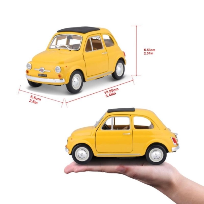 Modèle Bburago voiture Fiat 500 F 1965 jaune 1:24