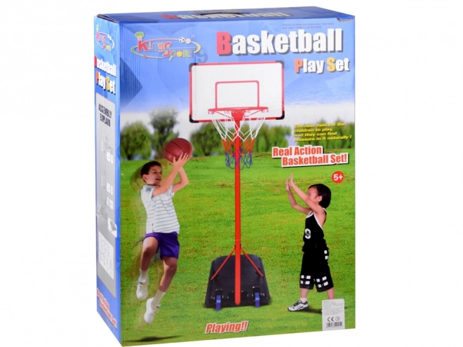 Basketbalbord met bal en pomp