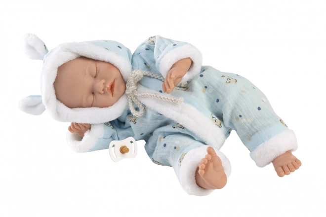 Llorens 63301 LITTLE BABY - slapende realistische baby pop met zachte stoffen lichaam - 32 cm