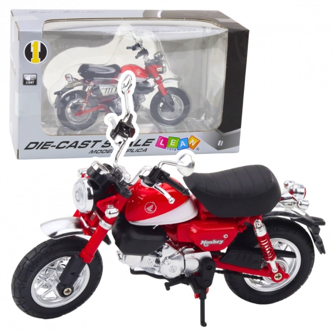 Retro metalen motorfiets rood 1:12