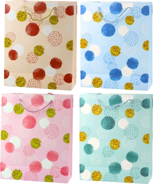 Sac cadeau pastel avec pois dorés