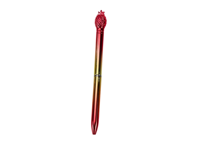 Pen met ananasglans gouden kleur met blauwe punt 0,7 mm Mix