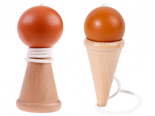 Houten behendigheidsspel vang de bal