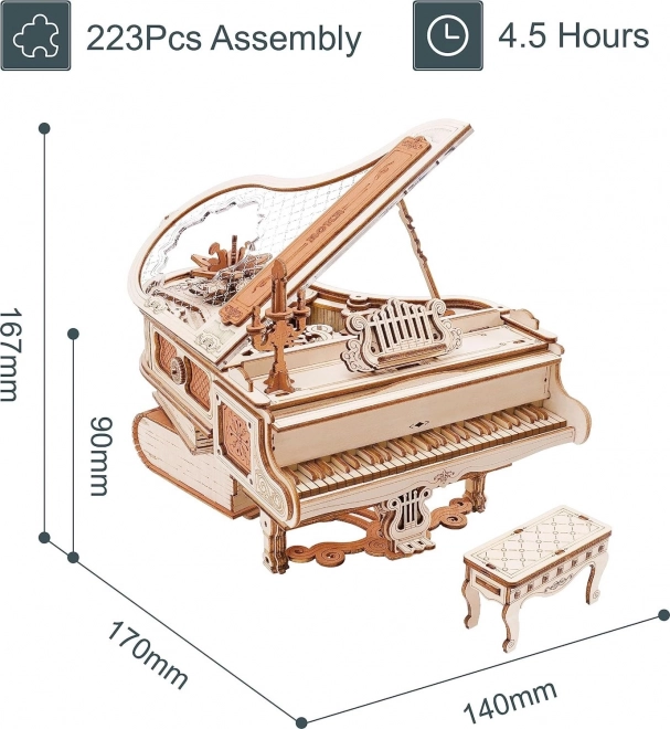 RoboTime 3D Houten mechanische puzzel Magische piano (elektrische aandrijving)