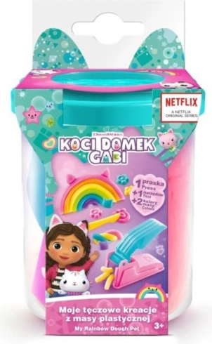 Set avec pâte plastique La Maison des Chats de Gabby Mes créations arc-en-ciel - gobelet turquoise