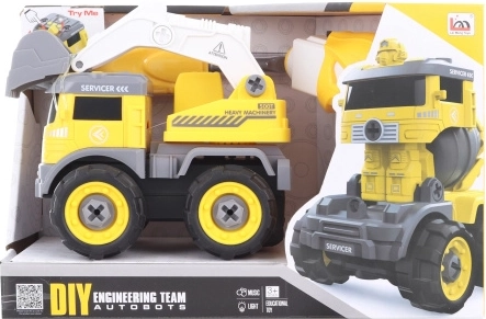 Screw-together remote-controlled excavator with robot conversion
