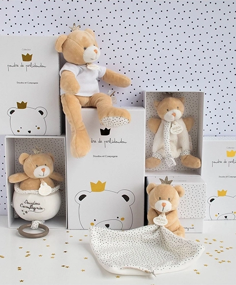 Geschenkset Plüsch-Teddybär mit Schnullerhalter
