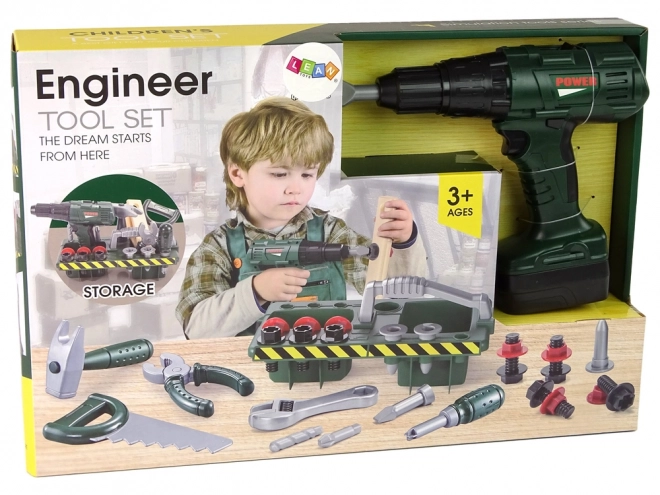 Green Kids' DIY Tool Set with Battery Drill