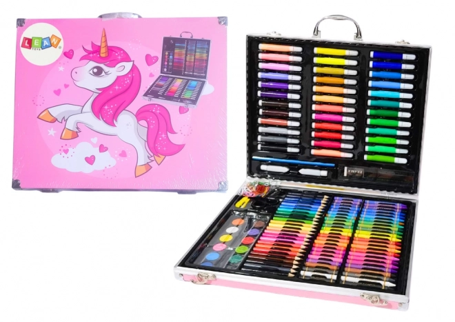 Kunst set in doos met eenhoorn roze 150 ST
