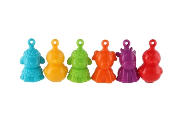Dieren plastic huisboerderij verbindend tot ketting 12 stuks 8 cm in plastic doos 10x18 cm 12m+