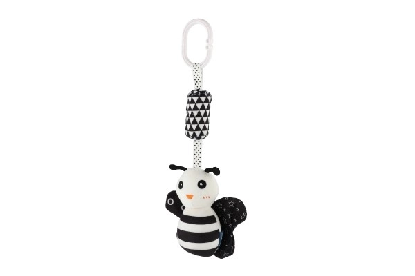 Dierlijk rammelaartje/hanger voor wieg/kinderwagen pluche 30 cm zwart-wit