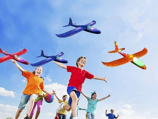 Blauw styropor vliegtuig voor acrobatiek 47cm
