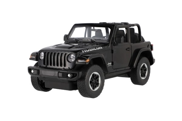 Auto RC Jeep Wrangler Rubicon zwarte plastic 29cm 2,4GHz op afstandsbed. op batterijen in doos 44x19x26cm