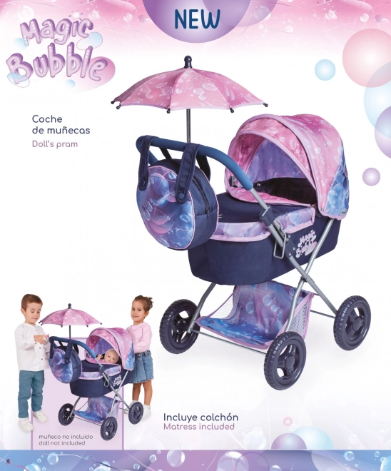 DeCuevas 85076 Opvouwbare poppenwagen met parasol en tas Magic Bubble 2024 - 60 cm