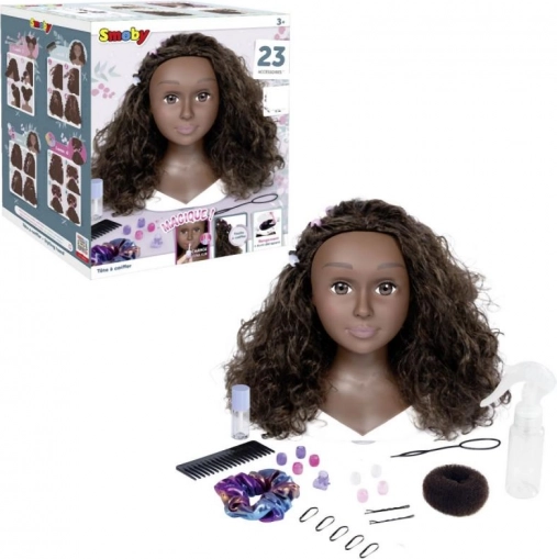 tête à coiffer afro avec accessoires et maquillage magique