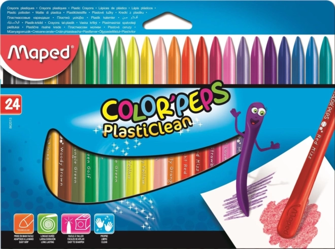 Pastels plastiques triangulaires Color'Peps PlastiClean 24 pcs