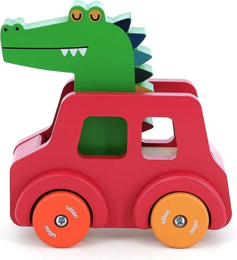 Vilac Wooden Toy Car with Horn Crocodile