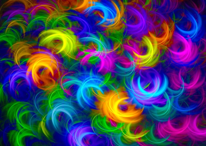 Puzzle plumes néon abstraites 1000 pièces