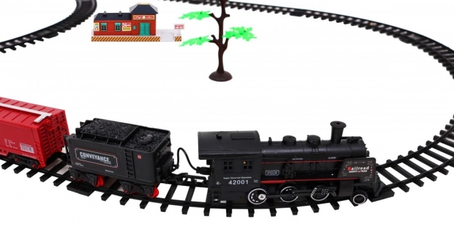 Treinset met rook- en geluidseffecten