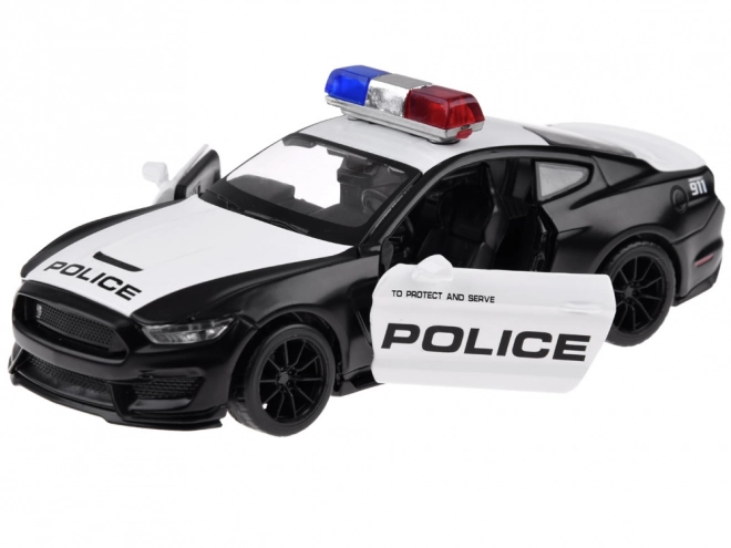 Metalen politieauto Ford Shelby GT350 op schaal 1:32 met zwaailichteffecten