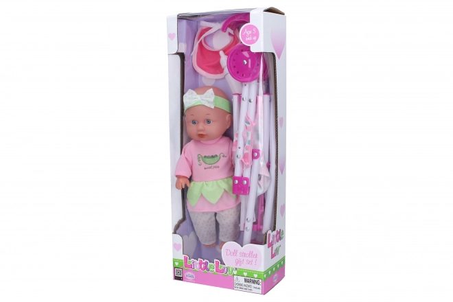 Baby met kinderwagen en accessoires