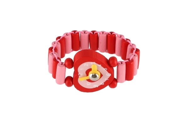 Horloge hout armband 7cm mix soorten/kleuren met standaard