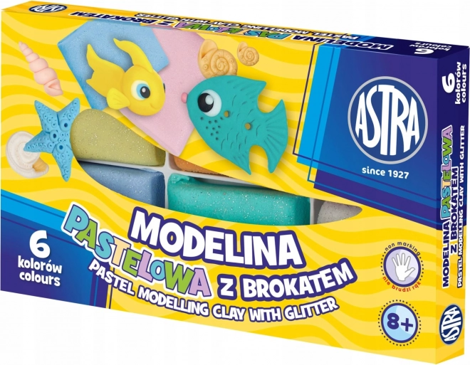 Warmteuithardende klei ASTRA, 6 pasteltinten met glitter
