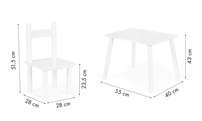 Set kinderkamer meubelen Tafel + 2 stoelen