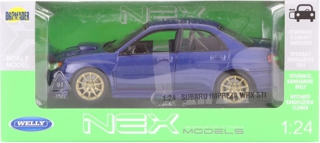 Metalen model Subaru Impreza WRX STI 1:24 met openende delen