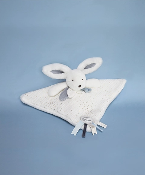 Doudou cadeau set blauw - konijntje met dekentje