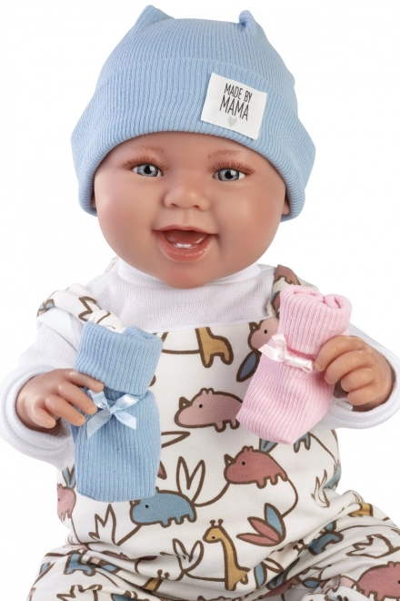 Llorens 84481 NEW BORN 2 in 1 - realistische babypop met geluiden en zacht stoffen lichaam - 44 cm