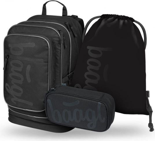 Škoolset BAAGL: Rugzak, Etui en Zak Cubic Uni zwart