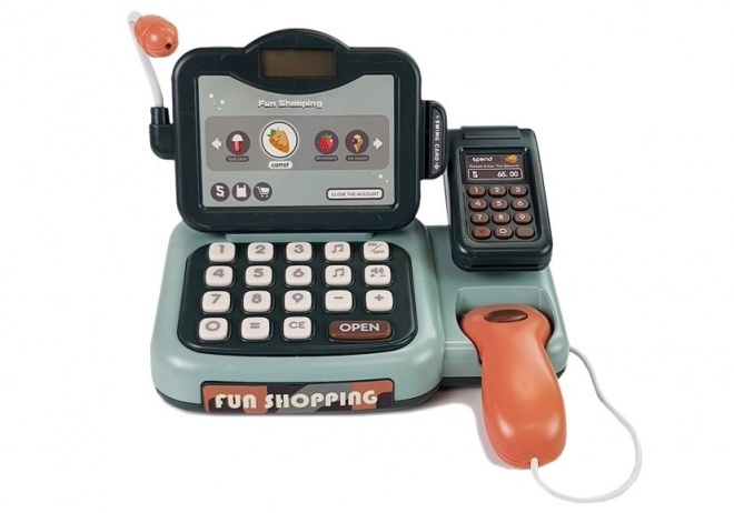 Speelkassa met microfoon, geluid en terminal