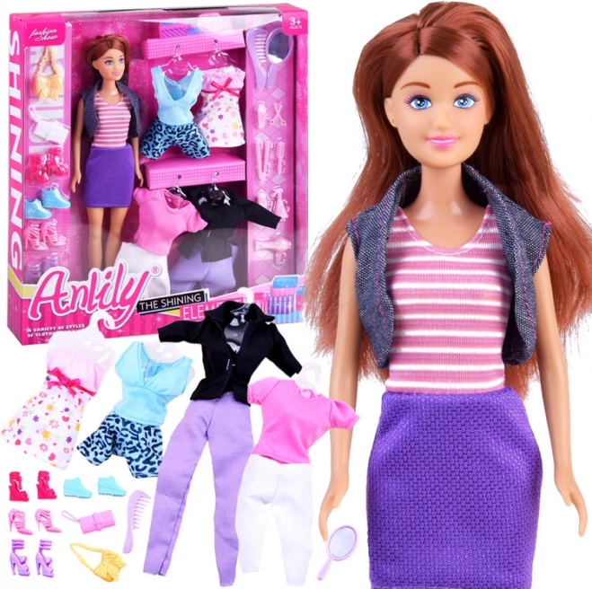 Anlily fashion doll with outfits, shoes and accessories