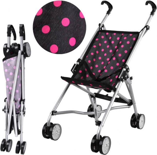 Poussette pliable pour poupées à pois – Rose et bleu