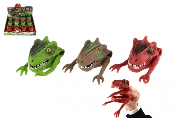 Dinopop handpoppetje 6x8cm siliconen 3 kleuren