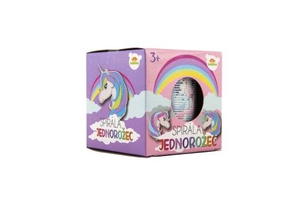 Kleurige springveer met eenhoornmotief - 6,5 cm