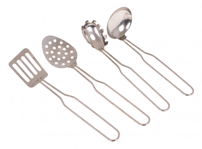 Set van metalen potten voor kinderen 3+ met keukengerei en schort