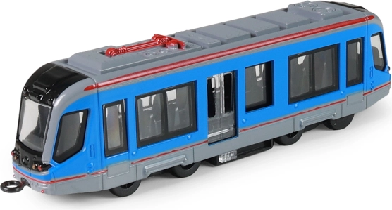 Metal blue tram 20 cm with pull-back drive