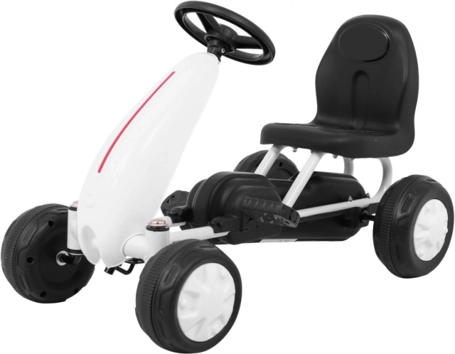Kart à pédales pour enfants avec entraînement par chaîne et roues en caoutchouc – Blanche