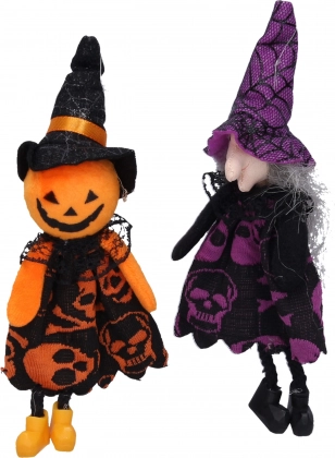 Halloween-Dekoration Hexe und Vogelscheuche zum Aufhängen