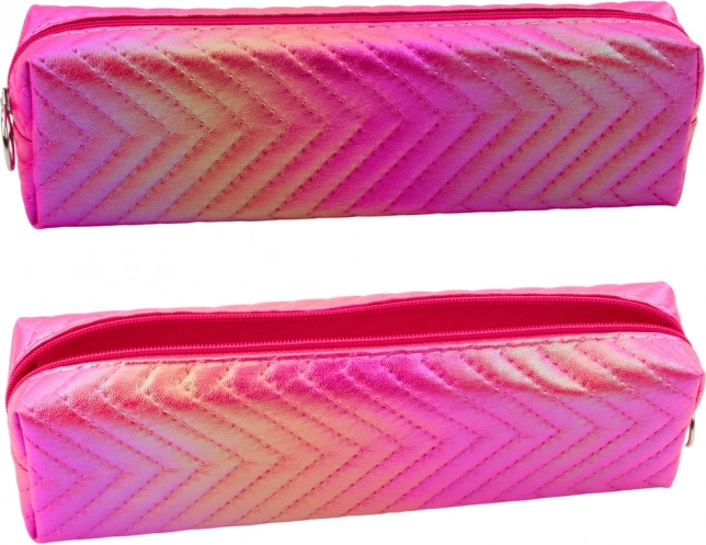 Mädchenhaftes metallisches rosa Federmäppchen mit Apfelmuster