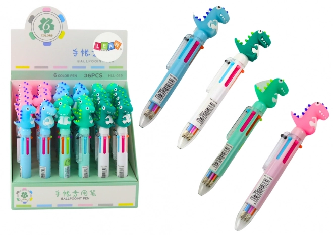 Meer kleurige automatische pen Dinosaurus Mix 6 kleuren