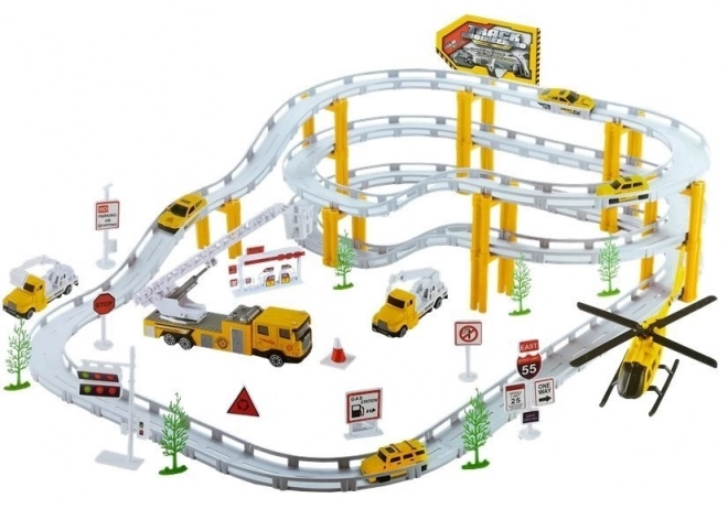 Circuit ferroviaire de course pour voitures métalliques 12km/h
