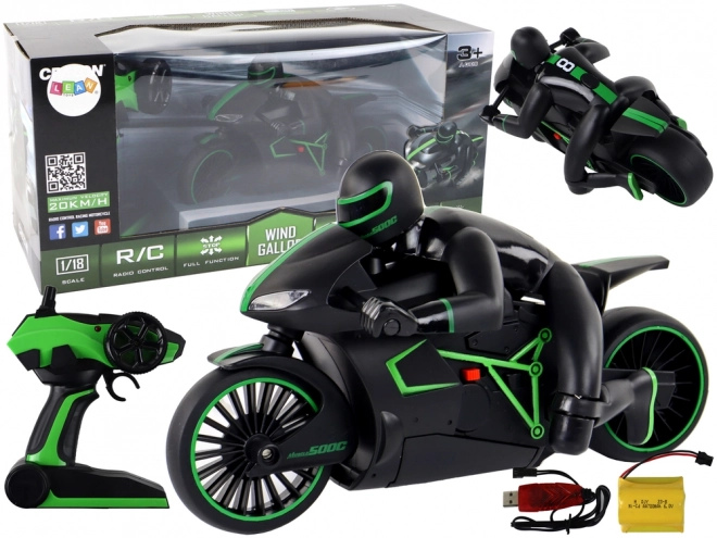 Moto RC avec une vitesse de 20 km/h, verte