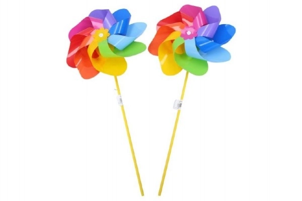 Windmolen diameter 20cm gekleurd regenboog 47cm hout/plastic